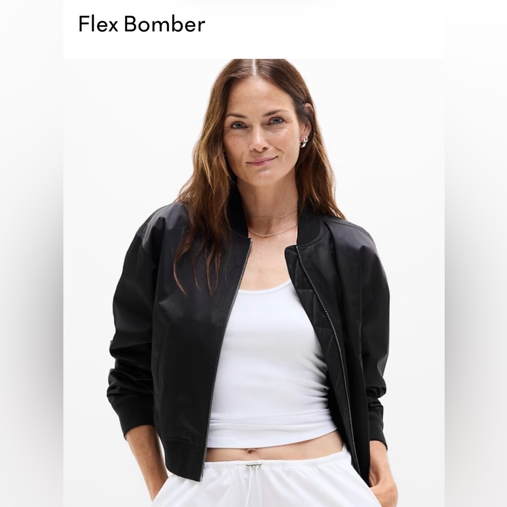 Athleta Women's Black Flex Bomber Jacket